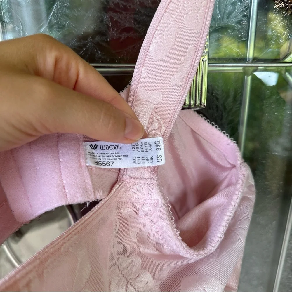 Wacoal Awareness Lace Bra 85567 Womens 34G Full Coverage Floral pink Undewire